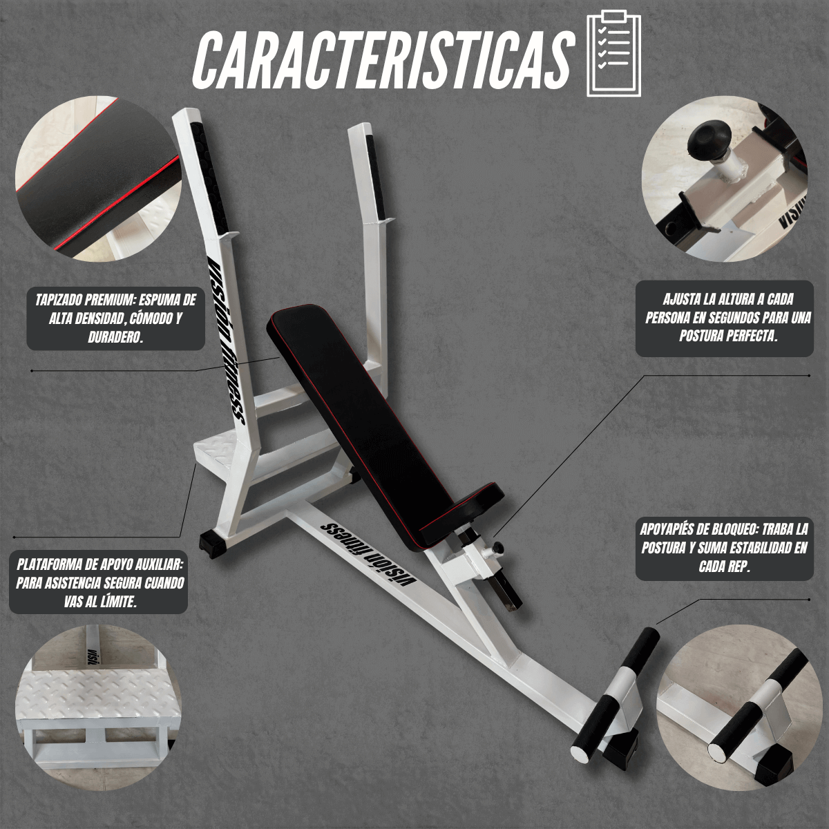Banco Inclinado Estándar con apoyapiés